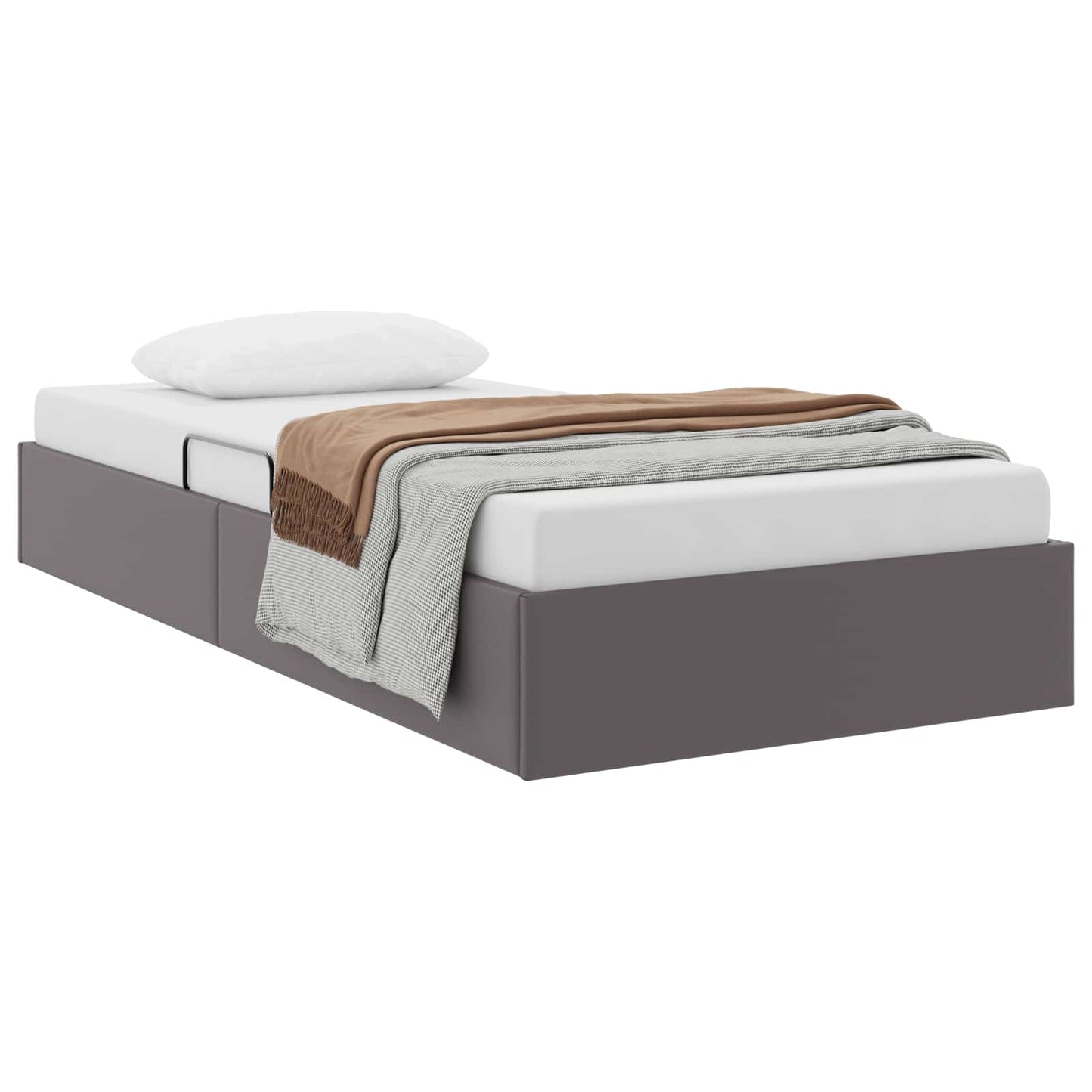 Ottoman Bedframe met opslag Grijs 90 x 190 cm Nep Leer