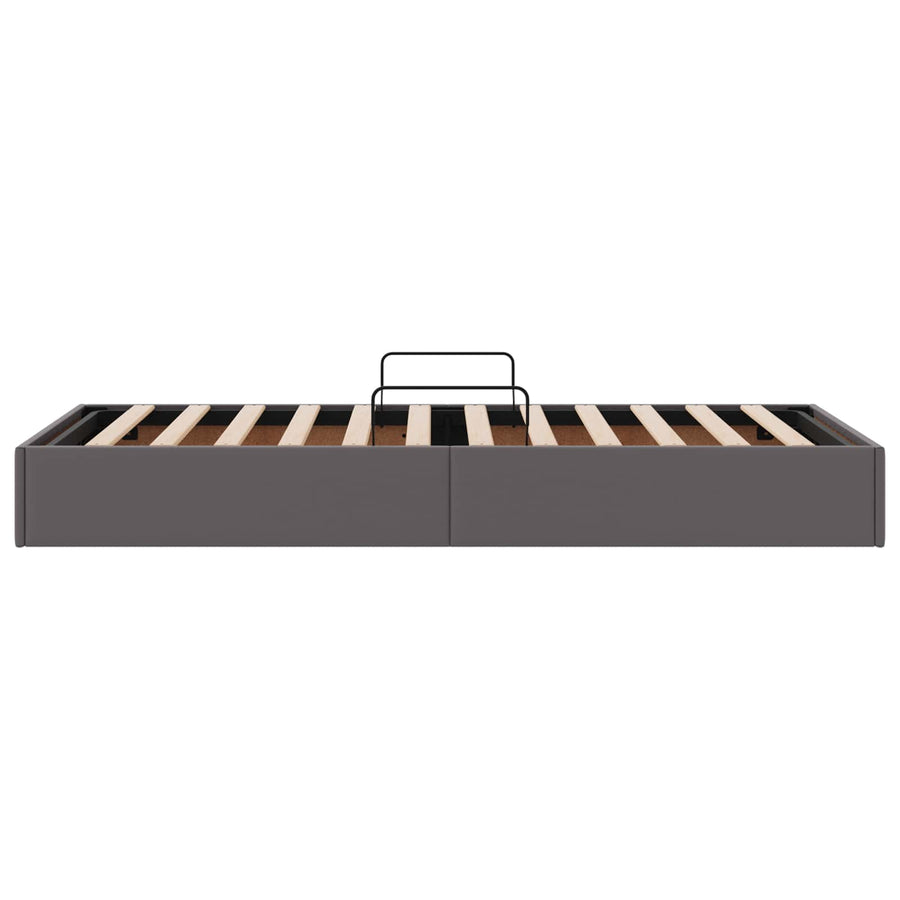 Ottoman Bedframe met opslag Grijs 90 x 190 cm Nep Leer