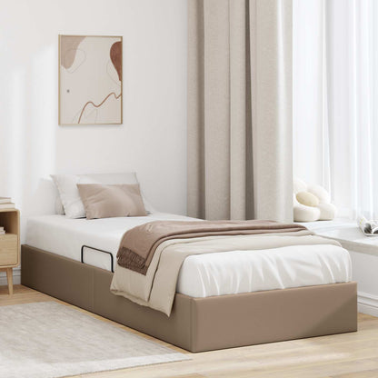 Ottoman Bedframe met opslag Cappuccino 90 x 190 cm Nep Leer