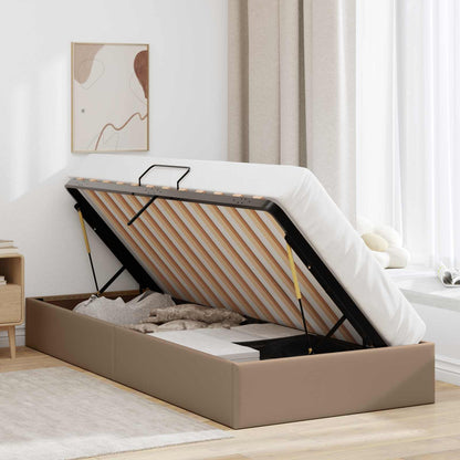 Ottoman Bedframe met opslag Cappuccino 90 x 190 cm Nep Leer