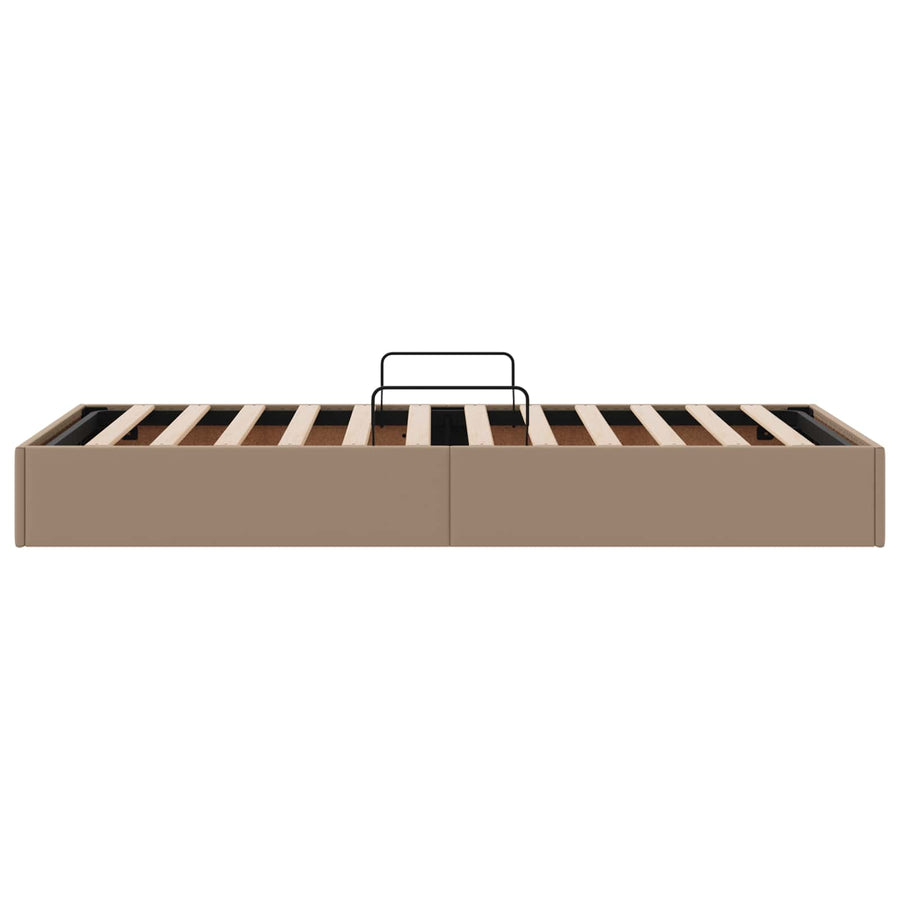 Ottoman Bedframe met opslag Cappuccino 90 x 190 cm Nep Leer