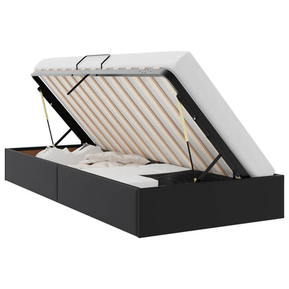 Ottoman Bedframe met opslag Zwart 90 x 200 cm Nep Leer