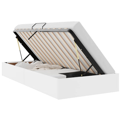 Ottoman Bedframe met opslag Puur Wit 90 x 200 cm Nep Leer