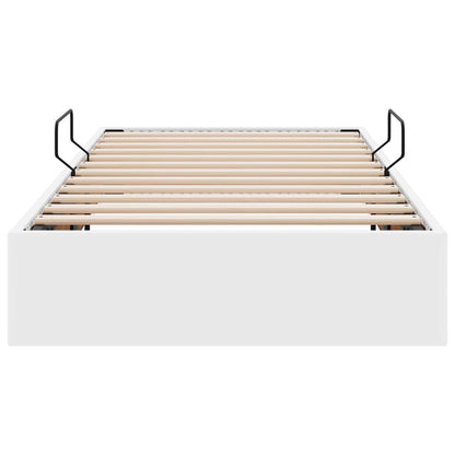 Ottoman Bedframe met opslag Puur Wit 90 x 200 cm Nep Leer