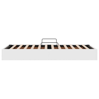 Ottoman Bedframe met opslag Puur Wit 90 x 200 cm Nep Leer