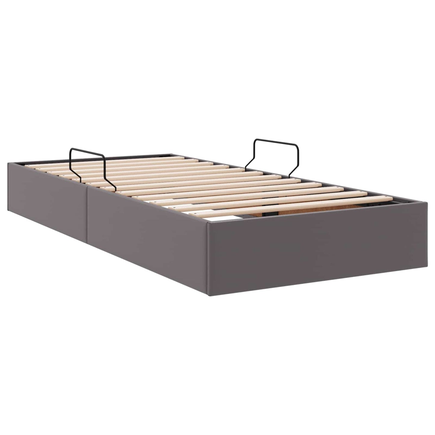 Ottoman Bedframe met opslag Grijs 90 x 200 cm Nep Leer