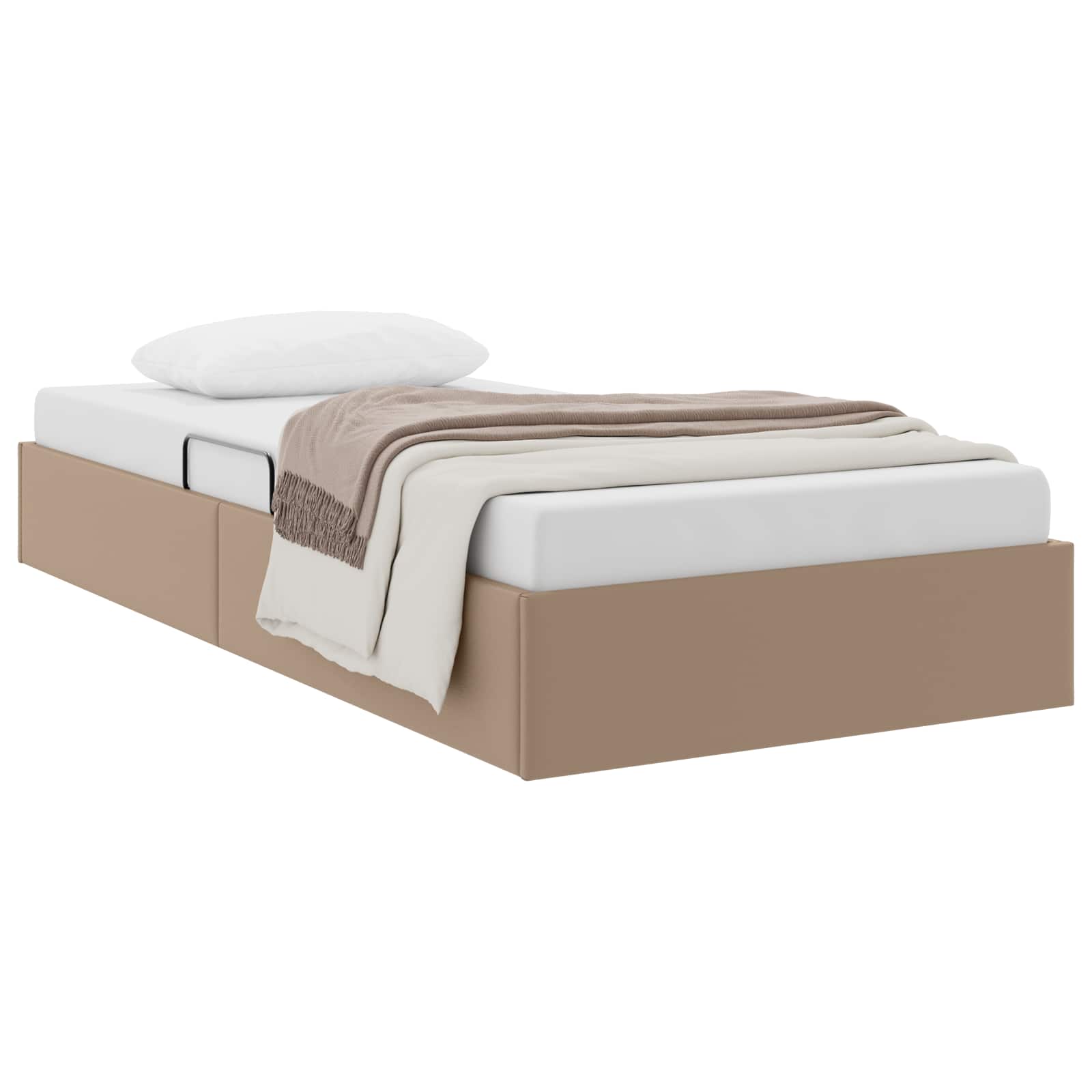 Ottoman Bedframe met opslag Cappuccino 90 x 200 cm Nep Leer