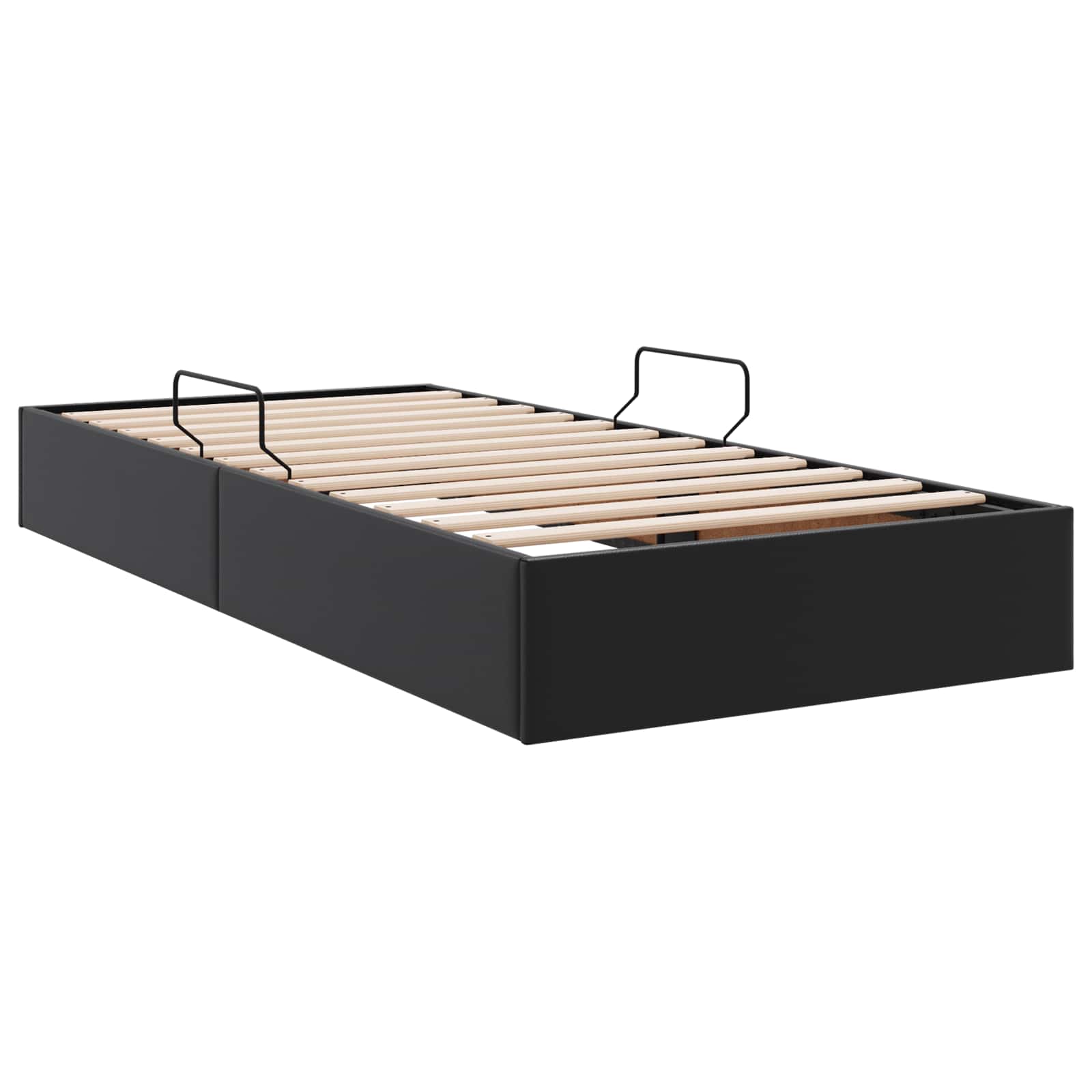 Ottoman Bedframe met opslag Zwart 100 x 200 cm Nep Leer