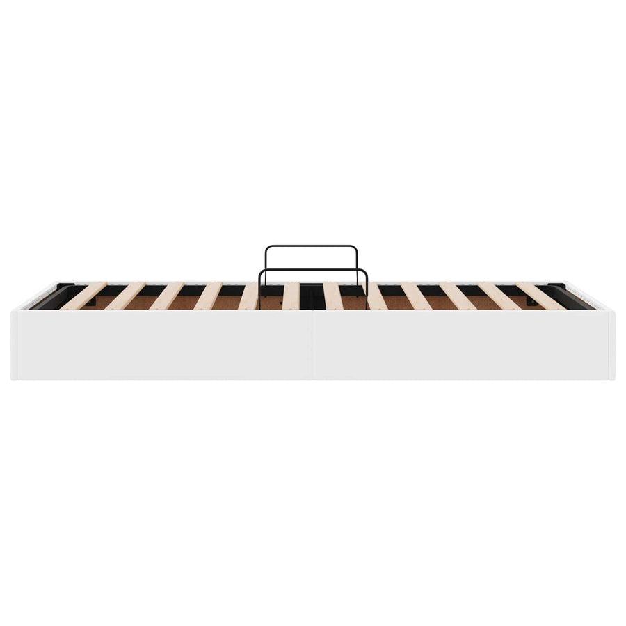 Ottoman Bedframe met opslag Puur Wit 100 x 200 cm Nep Leer
