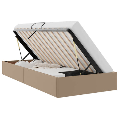 Ottoman Bedframe met opslag Cappuccino 100 x 200 cm Nep Leer