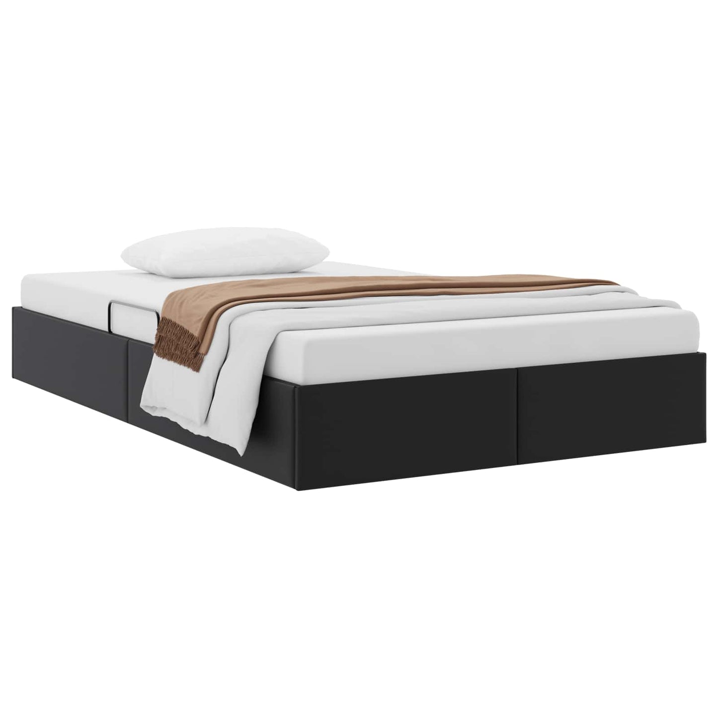 Ottoman Bedframe met opslag Zwart 120 x 190 cm Nep Leer
