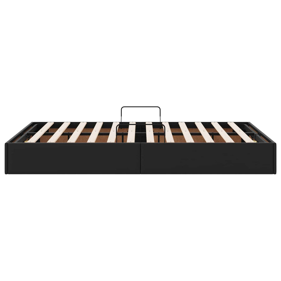 Ottoman Bedframe met opslag Zwart 120 x 190 cm Nep Leer