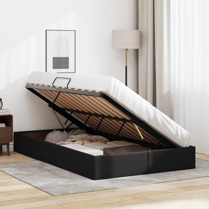 Ottoman Bedframe met opslag Zwart 120 x 200 cm Nep Leer