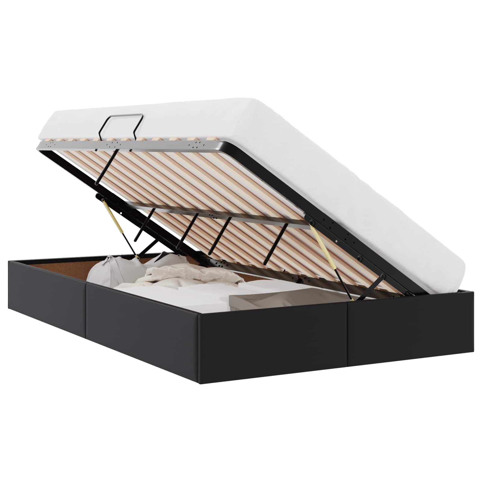 Ottoman Bedframe met opslag Zwart 120 x 200 cm Nep Leer
