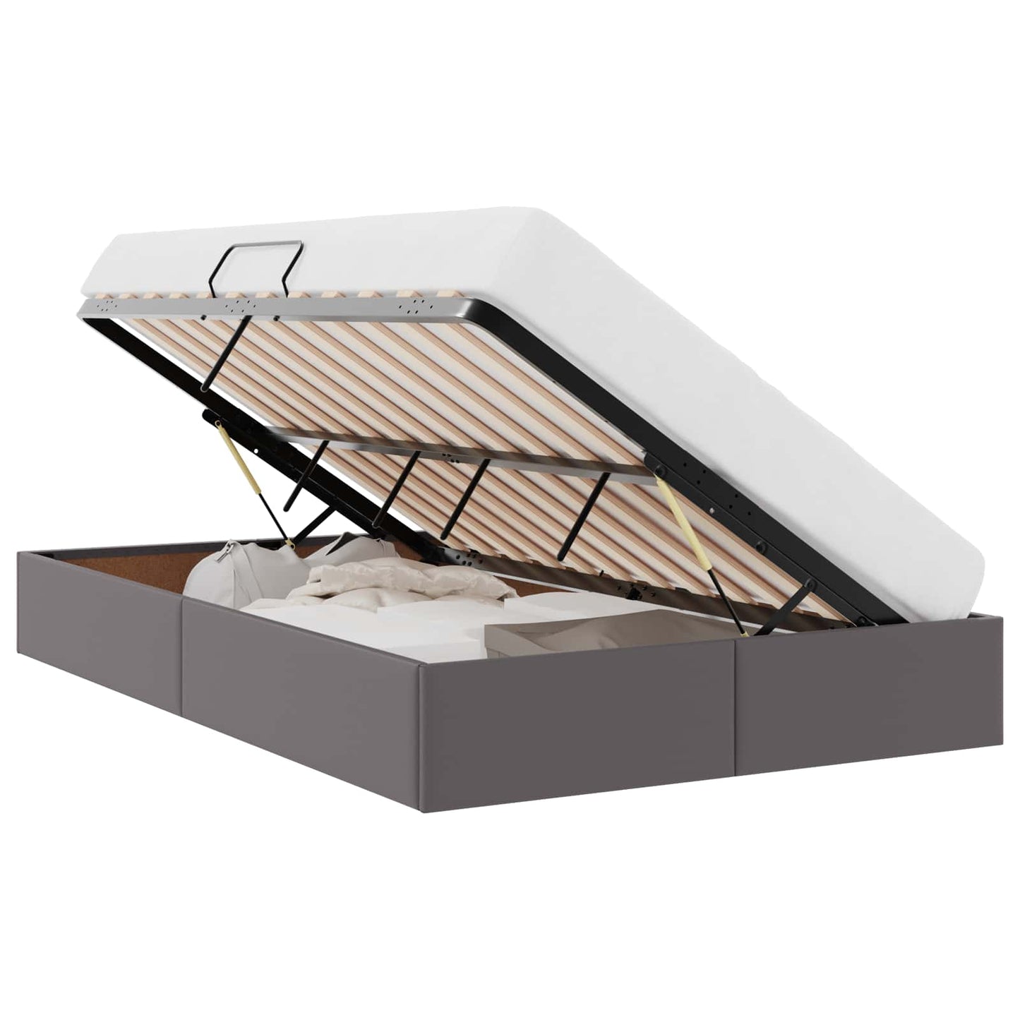 Ottoman Bedframe met opslag Grijs 120 x 200 cm Nep Leer