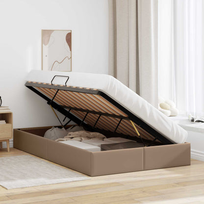 Ottoman Bedframe met opslag Cappuccino 120 x 200 cm Nep Leer