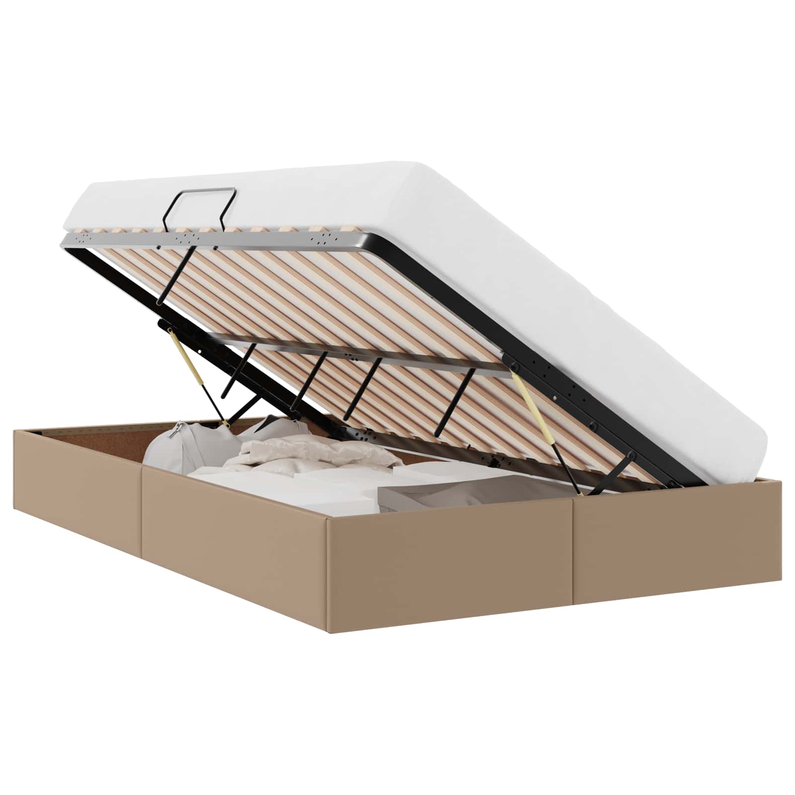 Ottoman Bedframe met opslag Cappuccino 120 x 200 cm Nep Leer
