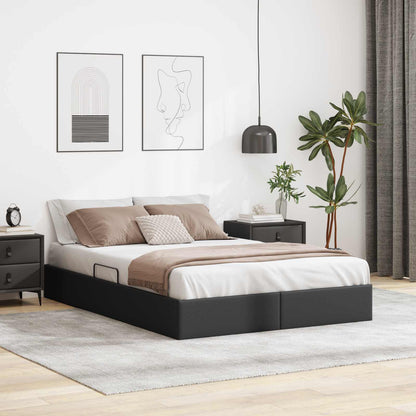 Ottoman Bedframe met opslag Zwart 140 x 190 cm Nep Leer