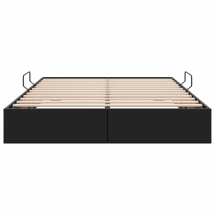 Ottoman Bedframe met opslag Zwart 140 x 190 cm Nep Leer