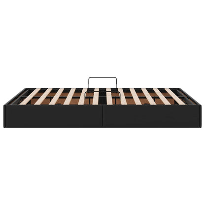 Ottoman Bedframe met opslag Zwart 140 x 190 cm Nep Leer