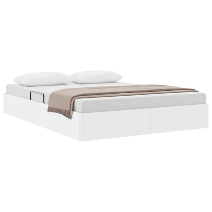 Ottoman Bedframe met opslag Puur Wit 140 x 190 cm Nep Leer