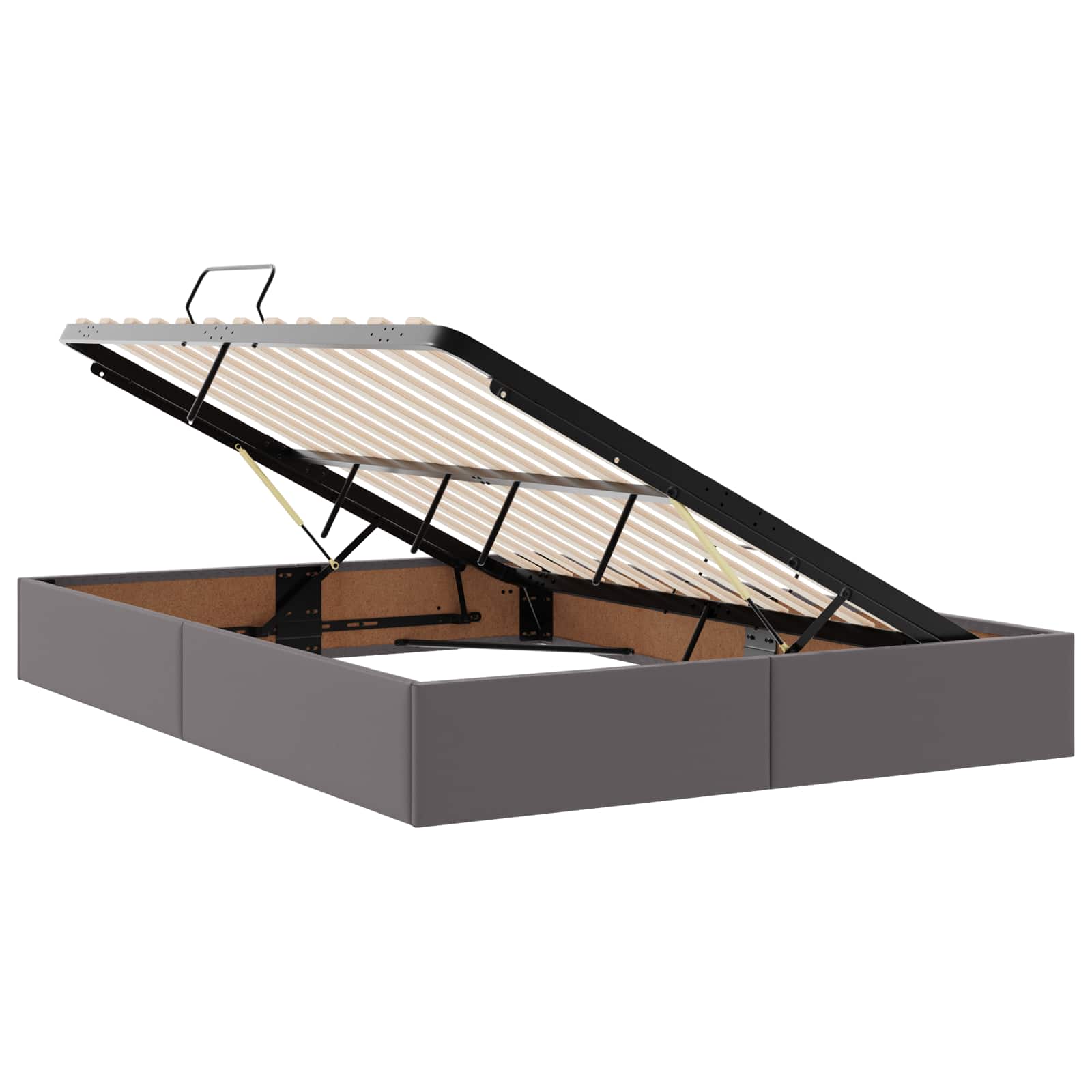Ottoman Bedframe met opslag Grijs 140 x 190 cm Nep Leer