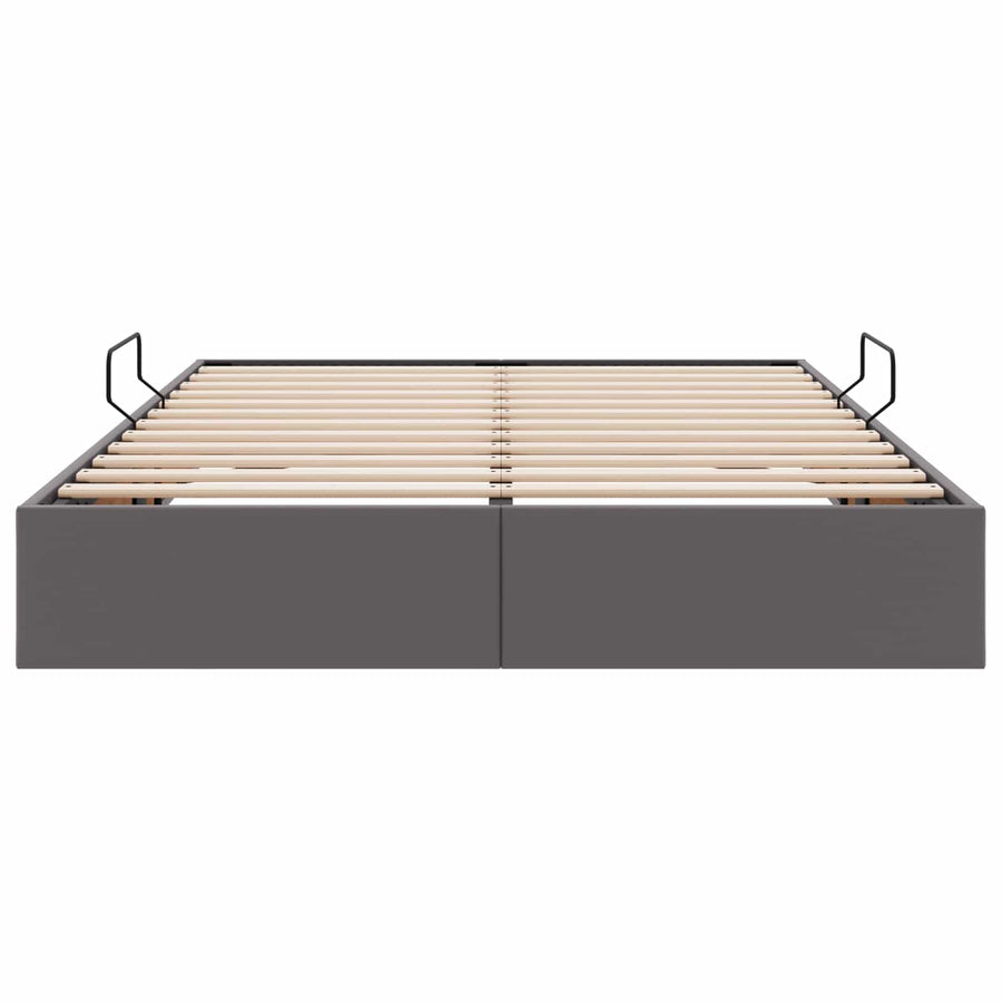 Ottoman Bedframe met opslag Grijs 140 x 190 cm Nep Leer