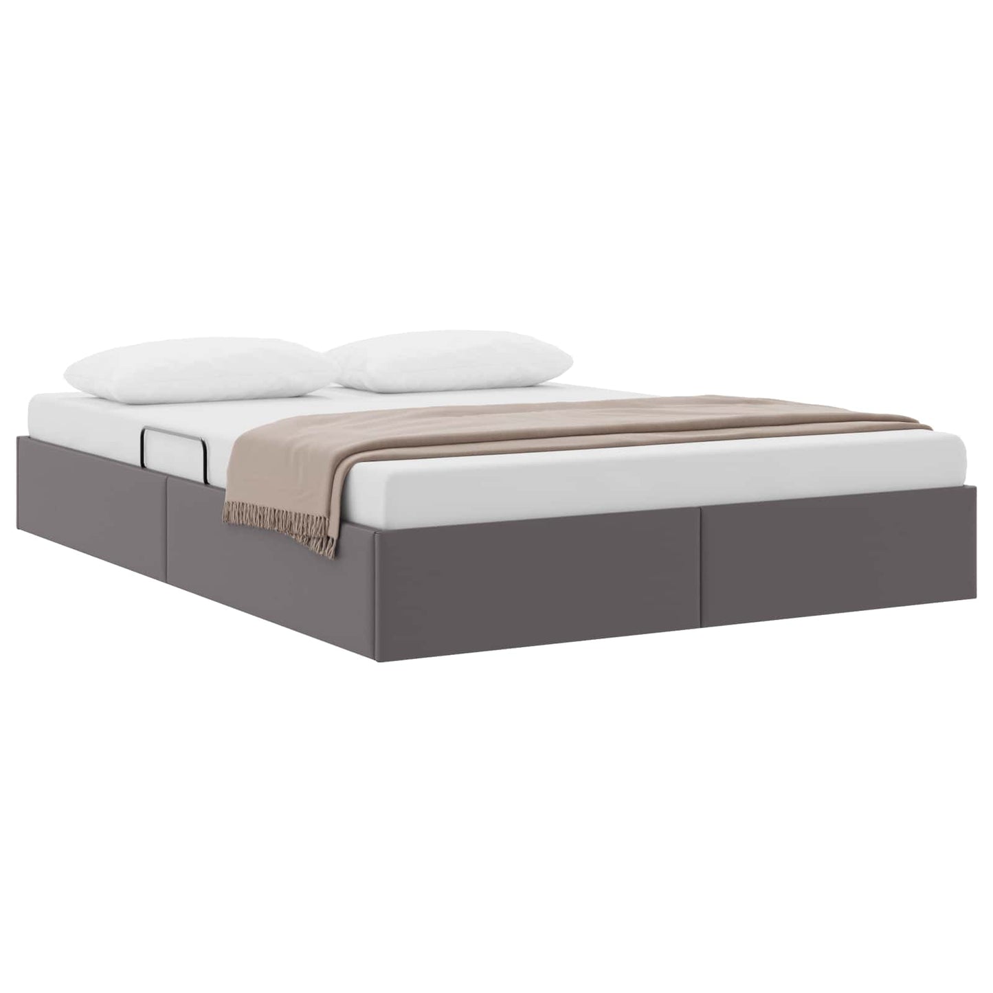 Ottoman Bedframe met opslag Grijs 140 x 190 cm Nep Leer