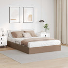 Ottoman Bedframe met opslag Cappuccino 140 x 190 cm Nep Leer