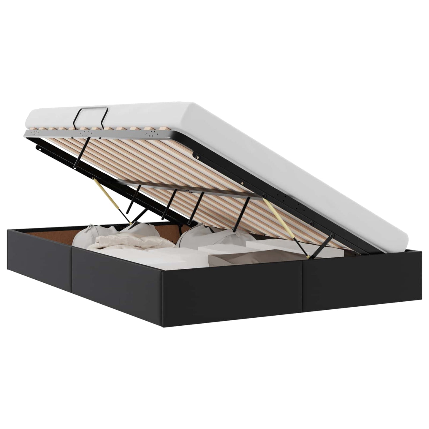 Ottoman Bedframe met opslag Zwart 140 x 200 cm Nep Leer