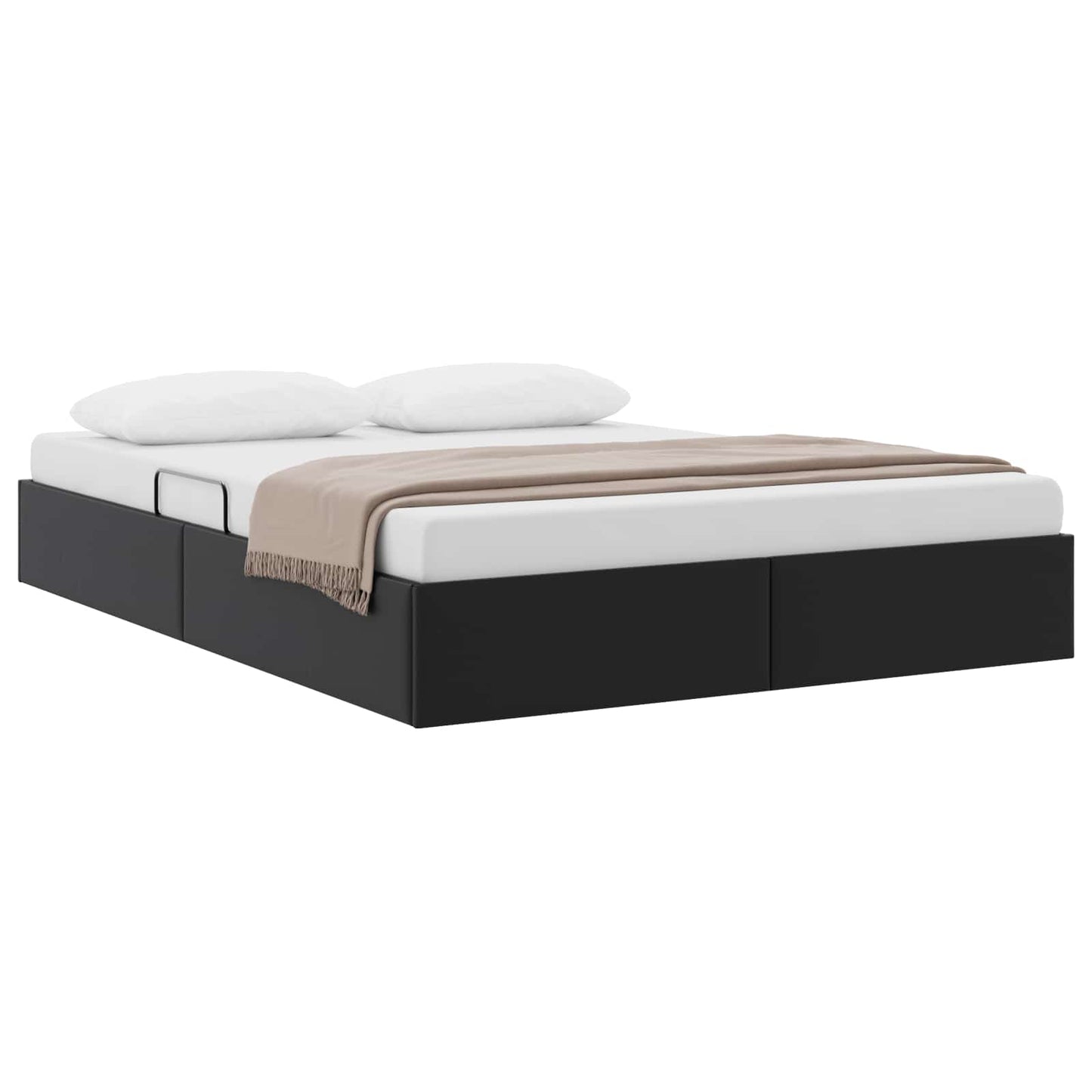 Ottoman Bedframe met opslag Zwart 140 x 200 cm Nep Leer