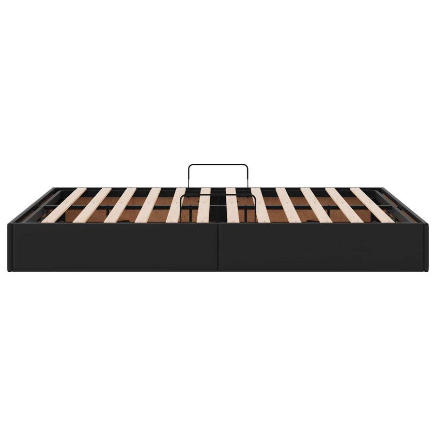 Ottoman Bedframe met opslag Zwart 140 x 200 cm Nep Leer