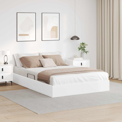 Ottoman Bedframe met opslag Puur Wit 140 x 200 cm Nep Leer