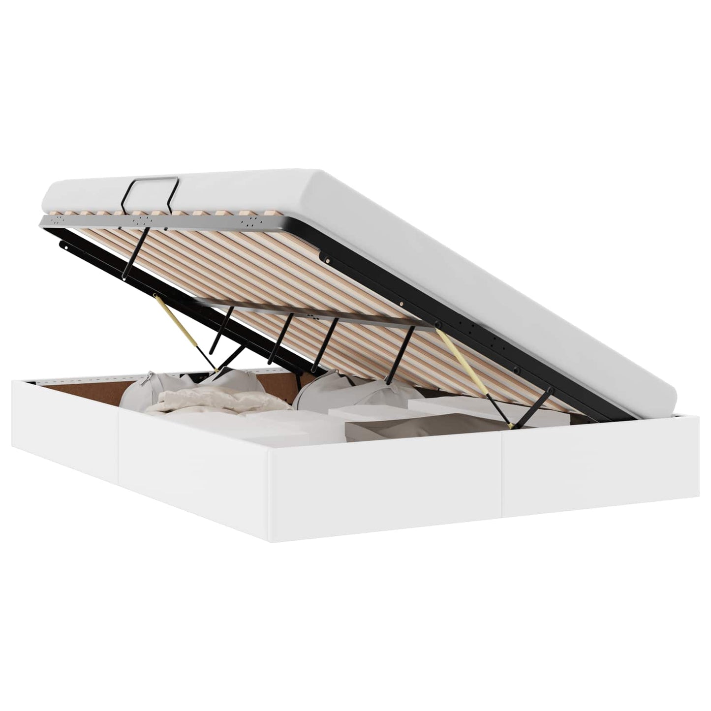 Ottoman Bedframe met opslag Puur Wit 140 x 200 cm Nep Leer