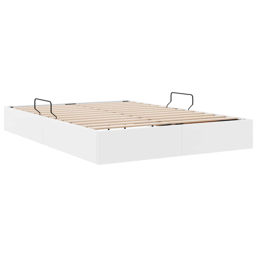Ottoman Bedframe met opslag Puur Wit 140 x 200 cm Nep Leer