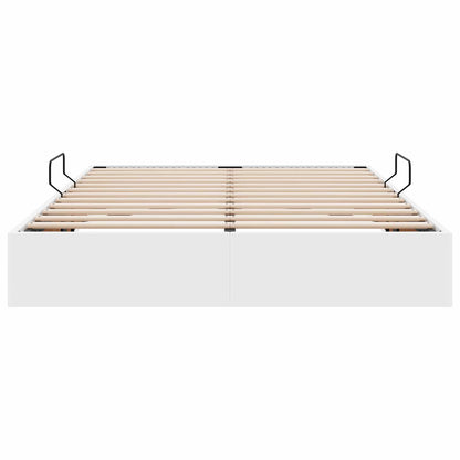 Ottoman Bedframe met opslag Puur Wit 140 x 200 cm Nep Leer