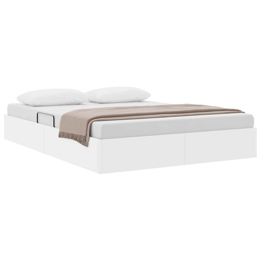 Ottoman Bedframe met opslag Puur Wit 140 x 200 cm Nep Leer
