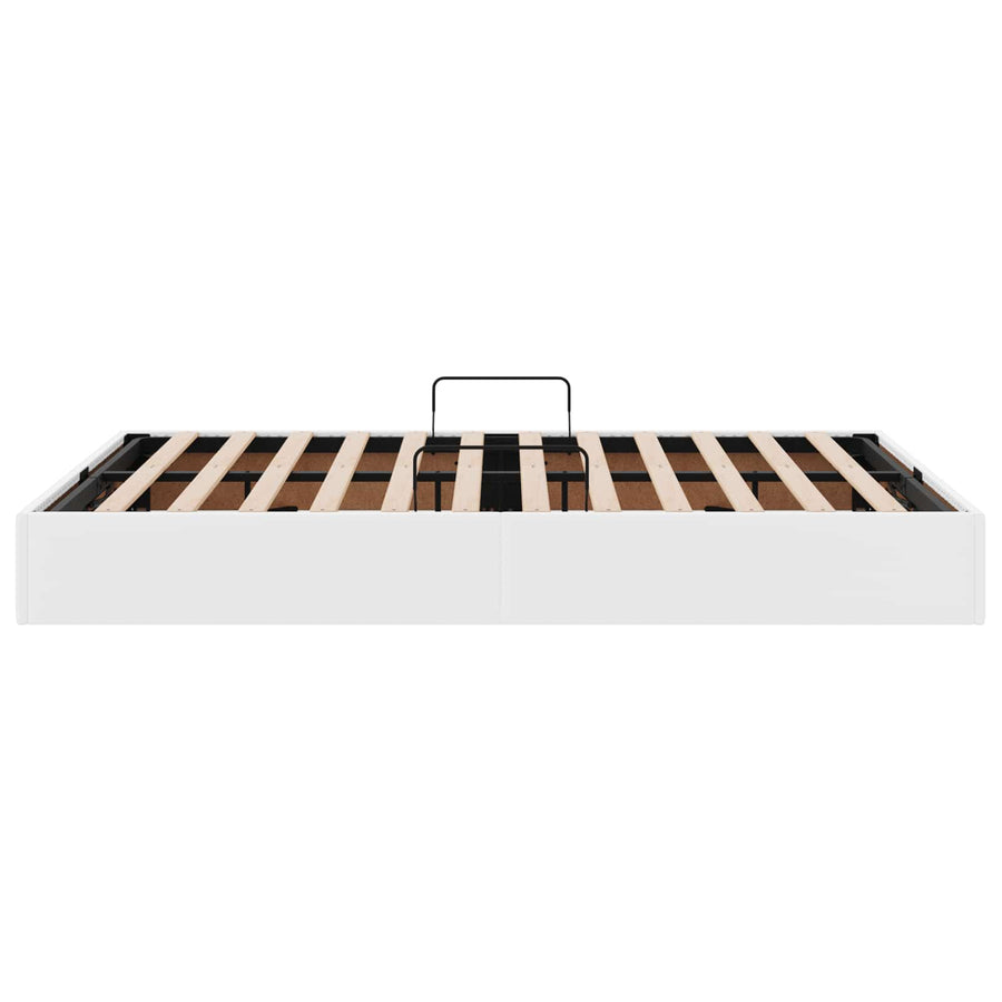 Ottoman Bedframe met opslag Puur Wit 140 x 200 cm Nep Leer