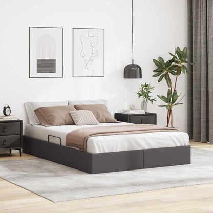 Ottoman Bedframe met opslag Grijs 140 x 200 cm Nep Leer