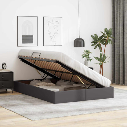 Ottoman Bedframe met opslag Grijs 140 x 200 cm Nep Leer