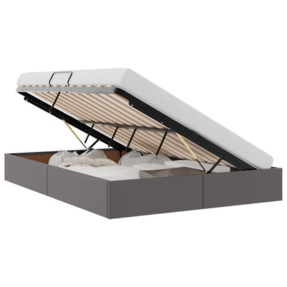 Ottoman Bedframe met opslag Grijs 140 x 200 cm Nep Leer
