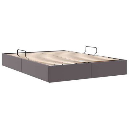 Ottoman Bedframe met opslag Grijs 140 x 200 cm Nep Leer