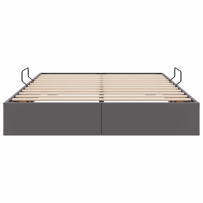 Ottoman Bedframe met opslag Grijs 140 x 200 cm Nep Leer