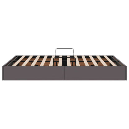 Ottoman Bedframe met opslag Grijs 140 x 200 cm Nep Leer