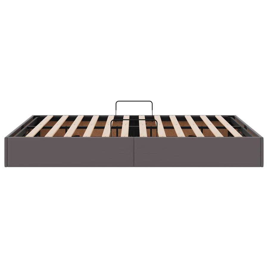 Ottoman Bedframe met opslag Grijs 140 x 200 cm Nep Leer