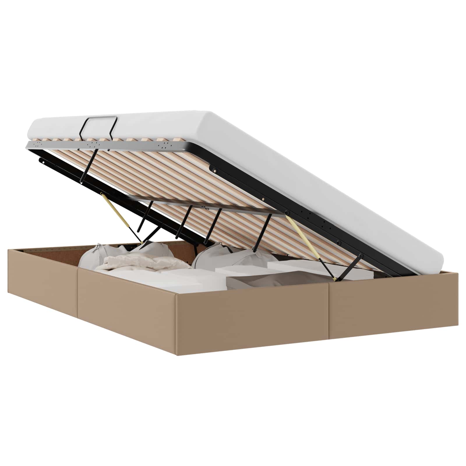Ottoman Bedframe met opslag Cappuccino 140 x 200 cm Nep Leer