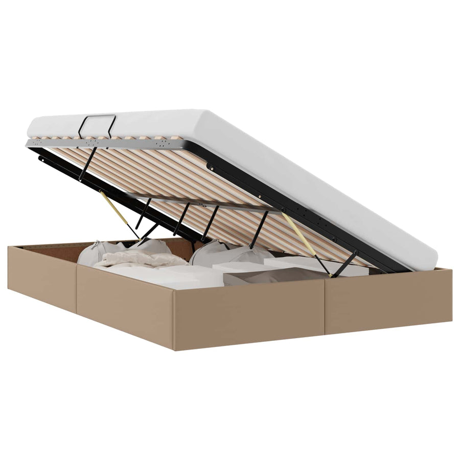 Ottoman Bedframe met opslag Cappuccino 140 x 200 cm Nep Leer