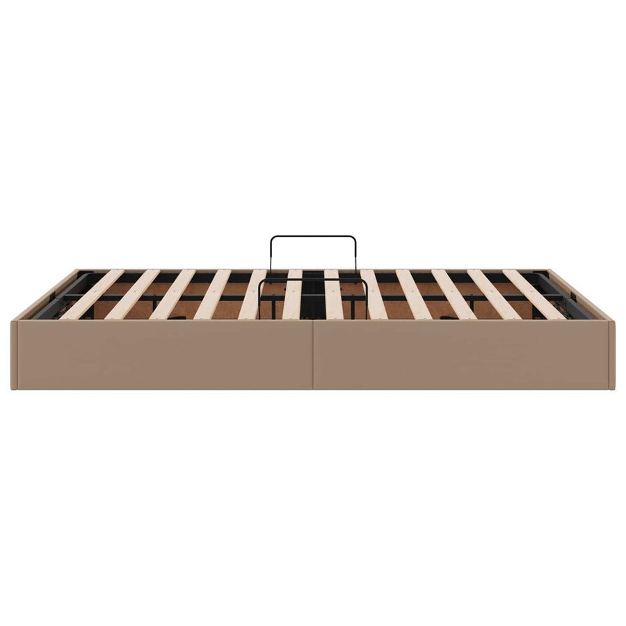 Ottoman Bedframe met opslag Cappuccino 140 x 200 cm Nep Leer