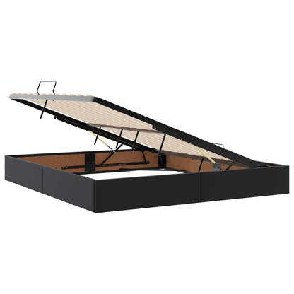 Ottoman Bedframe met opslag Zwart 160 x 200 cm Nep Leer