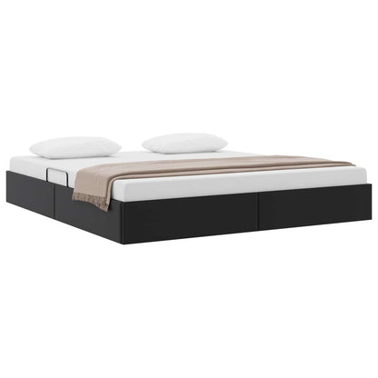 Ottoman Bedframe met opslag Zwart 160 x 200 cm Nep Leer